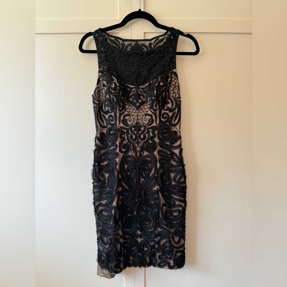 Sue Wong Lace Black Cocktail Dress Above Knee Size 2
